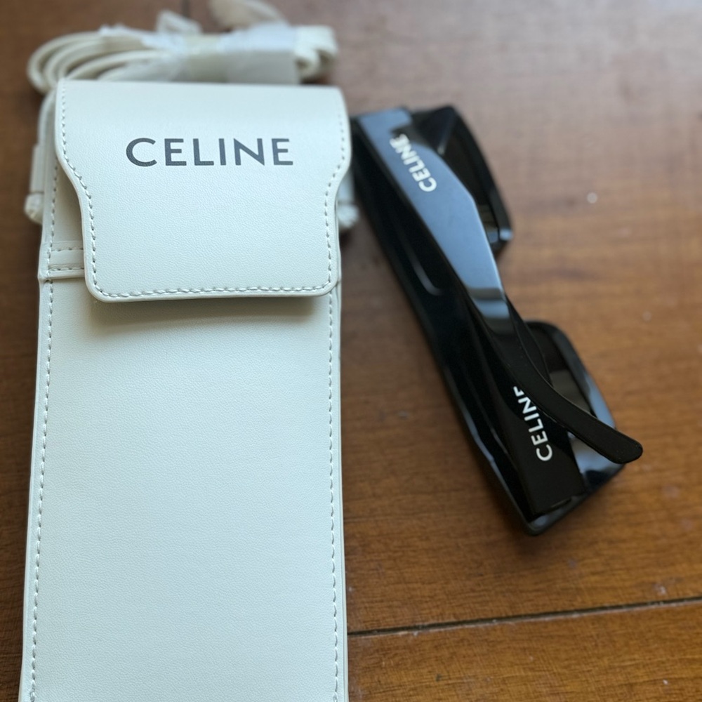 CELINE 57MM Flat Top Rectangular sunglasses black